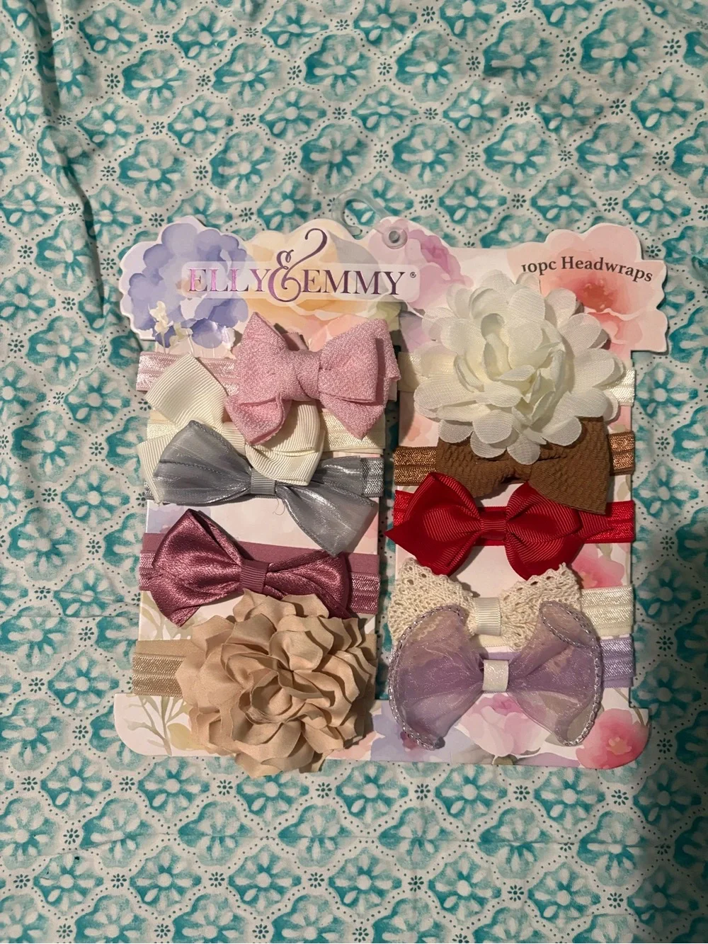 Girls 10pc Multicolor Headwrap Set - Pastel and Bright Bows & Flowers